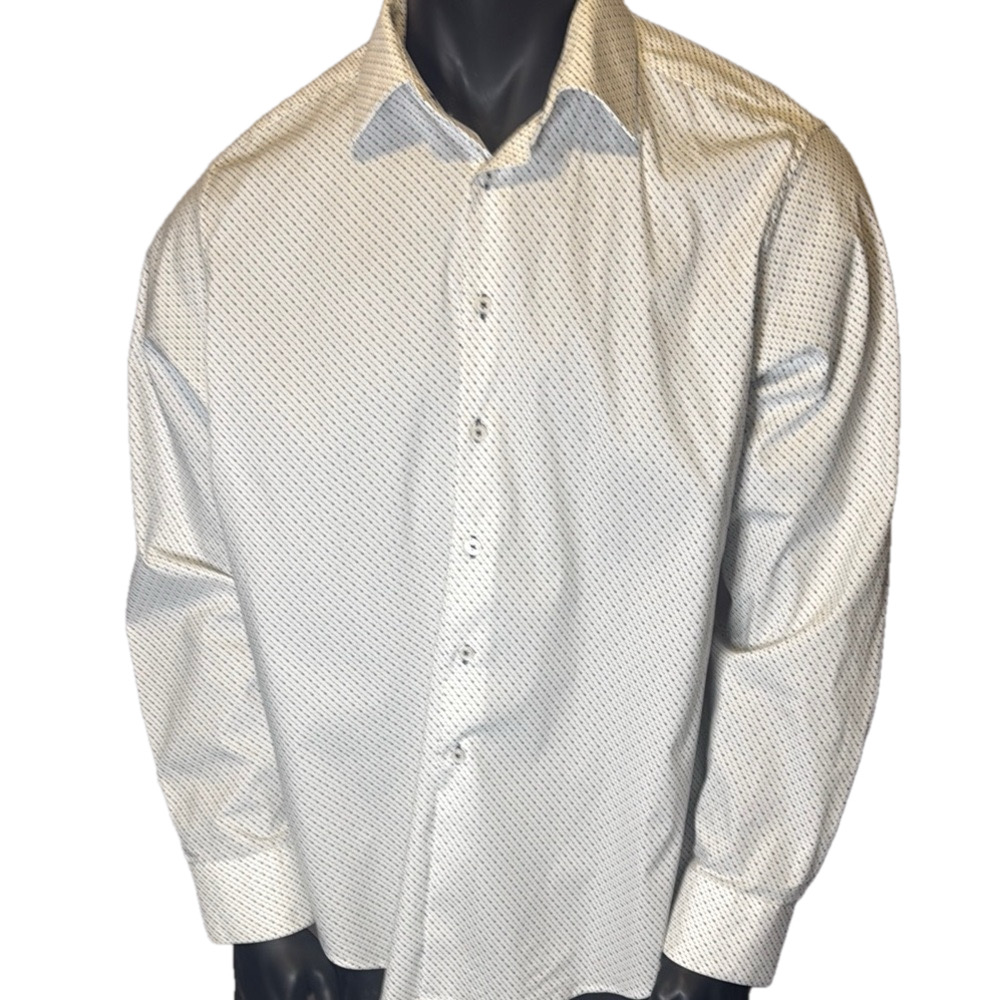 Madison Wht/blk Poker dot Shirt Slim fit XL neck 17.5 sleeves 34/35. EA012 - Picture 2 of 6